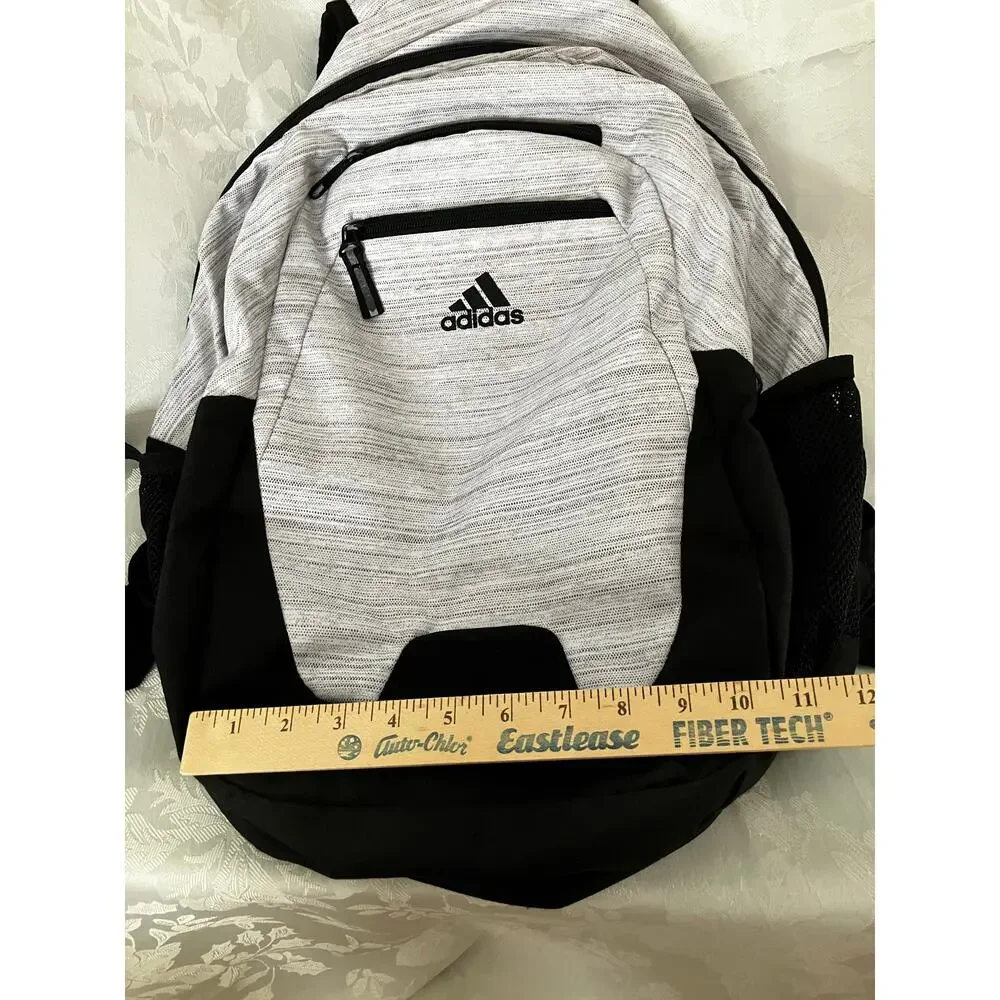 Adidas Gray Heather Backpack School Book Bag Laptop Travel Black White